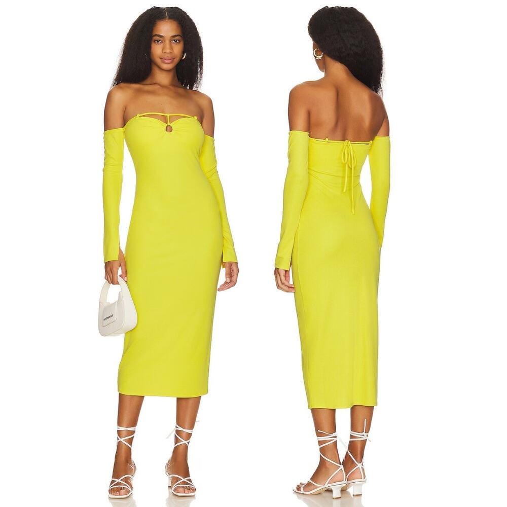 Not Yours To Keep Sunny Ribbed Knit Midi Dress Summer Beachy Resort Party S